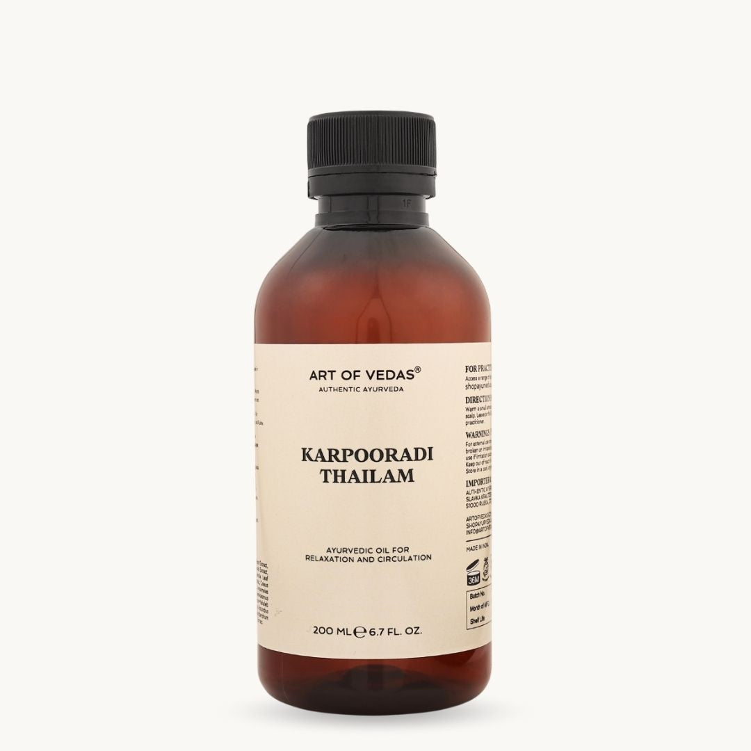Art of Vedas Karpooradi Thailam 200ml - Ayurvedic Oil for Relaxation and Circulation
