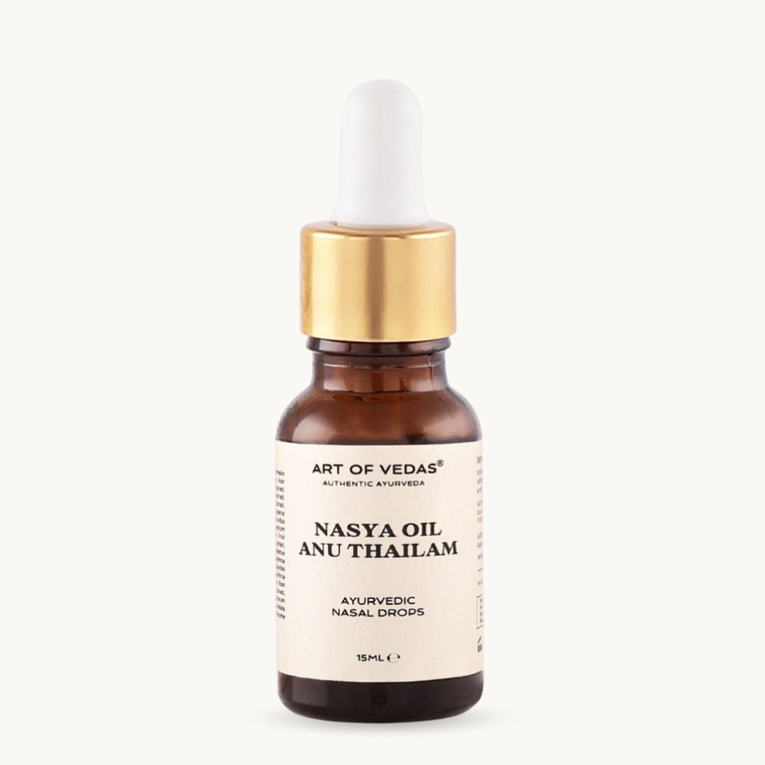 Art of Vedas Nasya Oil Anu Thailam 15ml - Authentic Ayurvedic Nasal Drops Bottle for Nasya Therapy and Nasal Passage Cleansing