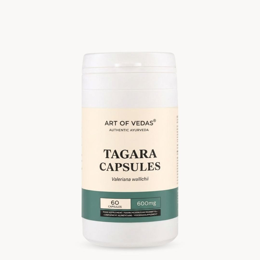 Art of Vedas Cápsulas de Tagara, 60 cápsulas, 600 mg, complemento alimenticio ayurvédico